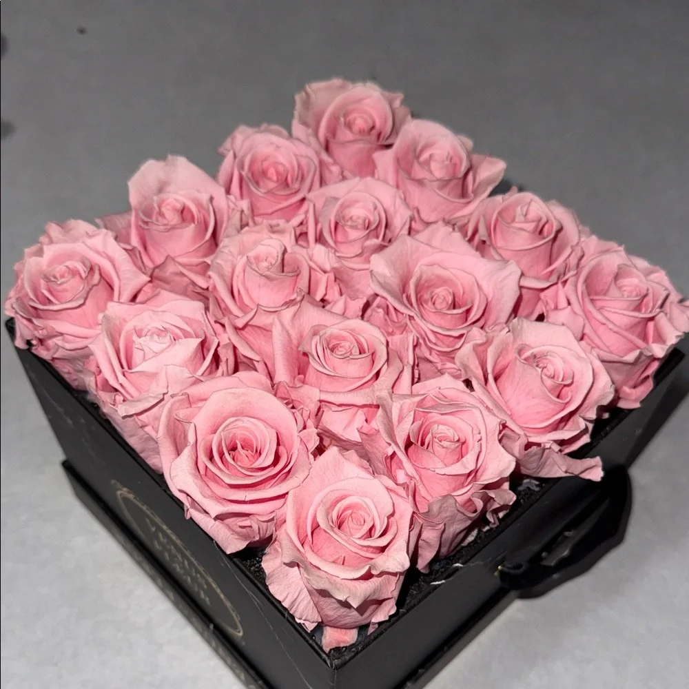 Venus Et Fleur Pink Roses in Black Box - Picture 7 of 9